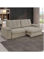 Sofá Retrátil E Reclinável Bipartido 2,50m 4 Lugares Fofão Slim Luizzi Castor