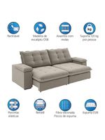 Sofá Retrátil E Reclinável Bipartido 2,50m 4 Lugares Fofão Slim Luizzi Castor