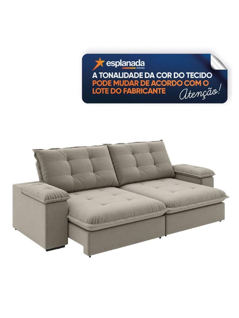 Sofá Retrátil E Reclinável Bipartido 2,50m 4 Lugares Fofão Slim Luizzi Castor