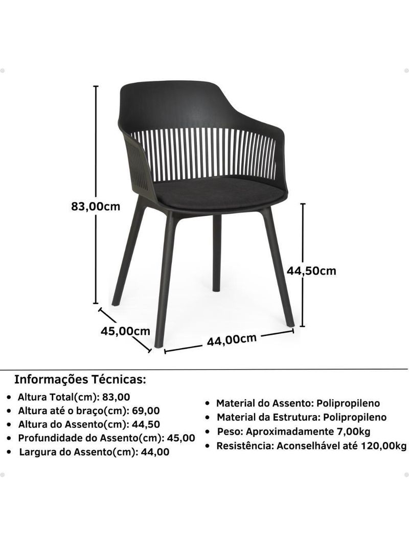 Cadeira De Jantar Estofada Marcela - Preto