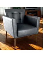 Poltrona Decorativa Pes Palito Cancun Corino Frankfurt Milani Store Preto Grafite