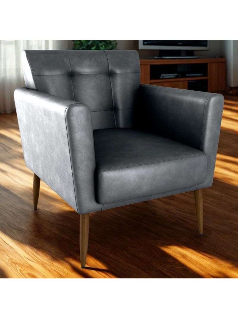 Poltrona Decorativa Pes Palito Cancun Corino Frankfurt Milani Store Preto Grafite