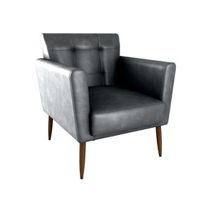 Poltrona Decorativa Pes Palito Cancun Corino Frankfurt Milani Store Preto Grafite