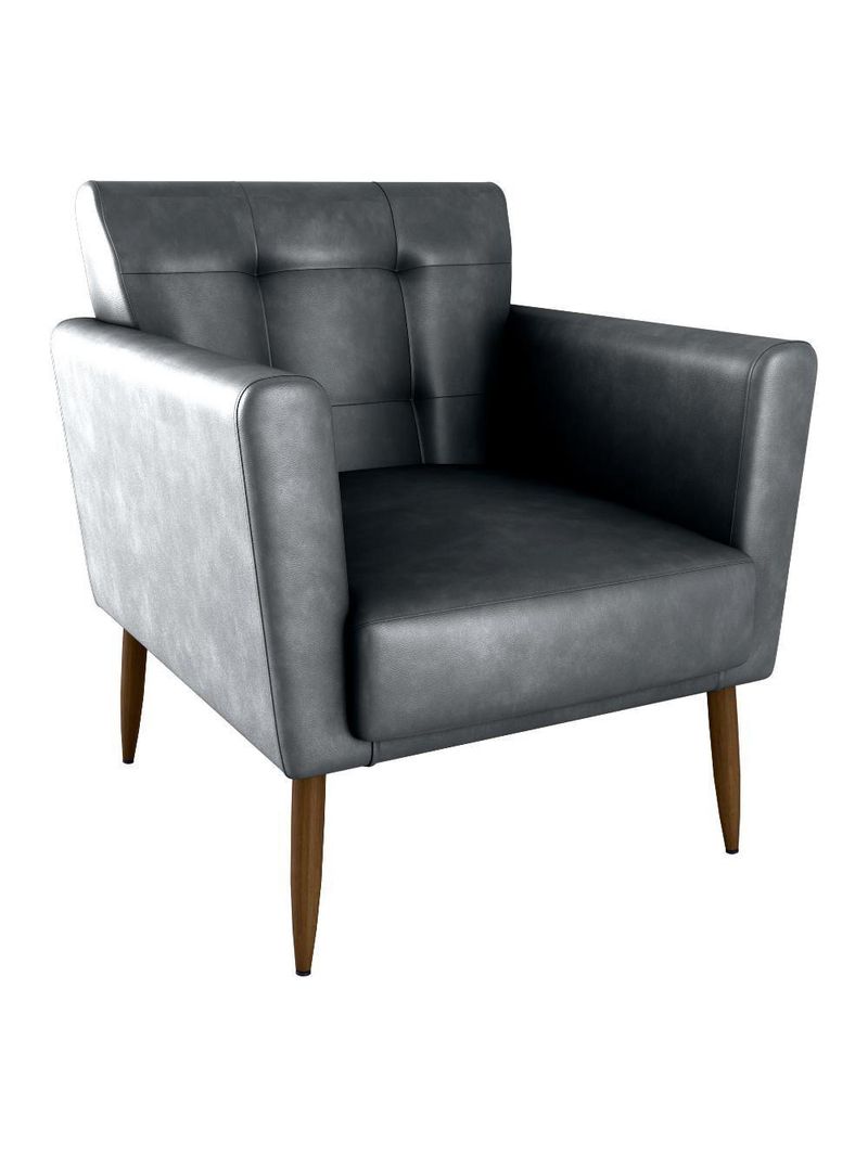 Poltrona Decorativa Pes Palito Cancun Corino Frankfurt Milani Store Preto Grafite