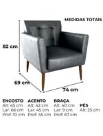 Poltrona Decorativa Pes Palito Cancun Corino Frankfurt Milani Store Preto Grafite