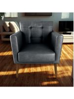 Poltrona Decorativa Pes Palito Cancun Corino Frankfurt Milani Store Preto Grafite