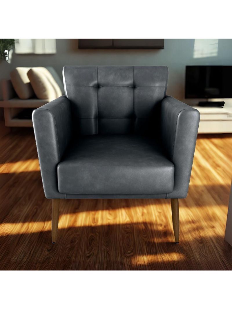 Poltrona Decorativa Pes Palito Cancun Corino Frankfurt Milani Store Preto Grafite