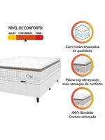 Cama Box Baú Colchão Casal Molas Ensacadas City Pillow Top 138x188x64cm Linho Branco/Bege - Hellen