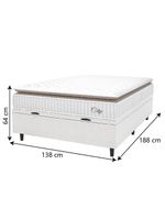 Cama Box Baú Colchão Casal Molas Ensacadas City Pillow Top 138x188x64cm Linho Branco/Bege - Hellen