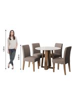Conjunto de Mesa Sala de Jantar Athenas Redonda com 4 Cadeiras Trieste Dobuê - Cor: Cedro/Off White/Mascavo