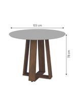 Conjunto de Mesa Sala de Jantar Athenas Redonda com 4 Cadeiras Trieste Dobuê - Cor: Cedro/Off White/Mascavo