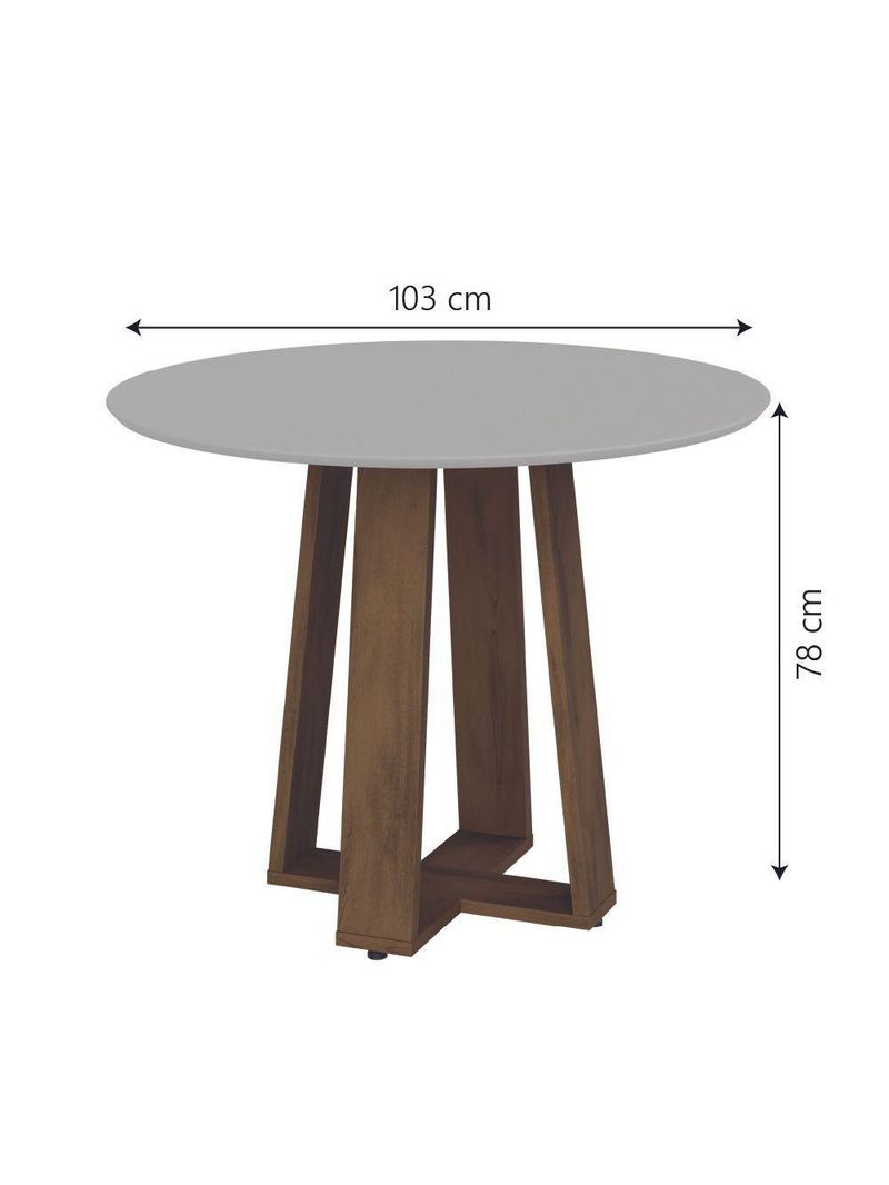 Conjunto de Mesa Sala de Jantar Athenas Redonda com 4 Cadeiras Trieste Dobuê - Cor: Cedro/Off White/Mascavo