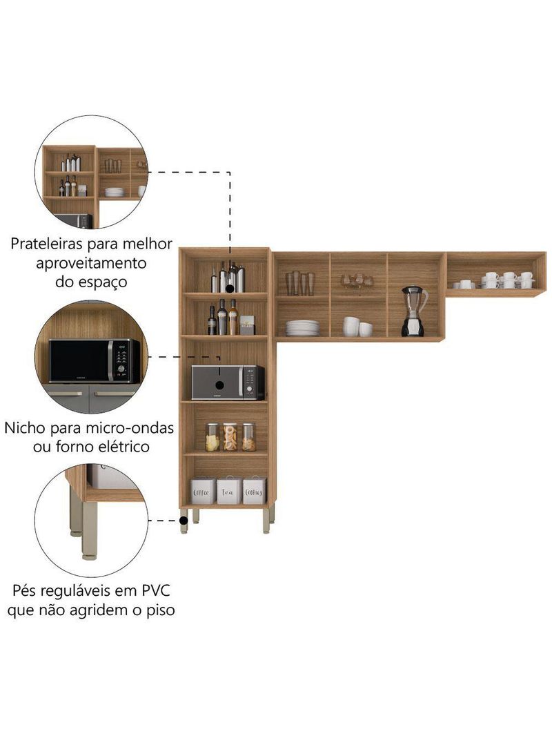 Armário de Cozinha Compacta 9 Portas Versalhes Kit's Paraná