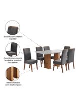 Conjunto De Mesa Sala De Jantar Ripada Tampo Com Vidro Mond 1,60m 6 Cadeiras Sofia Veludo Viero Madeirado / Cinza