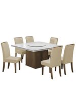 Conjunto De Mesa Sala De Jantar Com Tampo 1,36m 6 Cadeiras