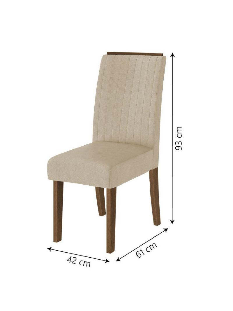 Conjunto De Mesa Sala De Jantar Com Tampo 1,36m 6 Cadeiras