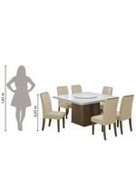 Conjunto De Mesa Sala De Jantar Com Tampo 1,36m 6 Cadeiras