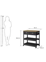 Aparador Carrinho Chá Ditália 2 Gavetas Preto Ba-135