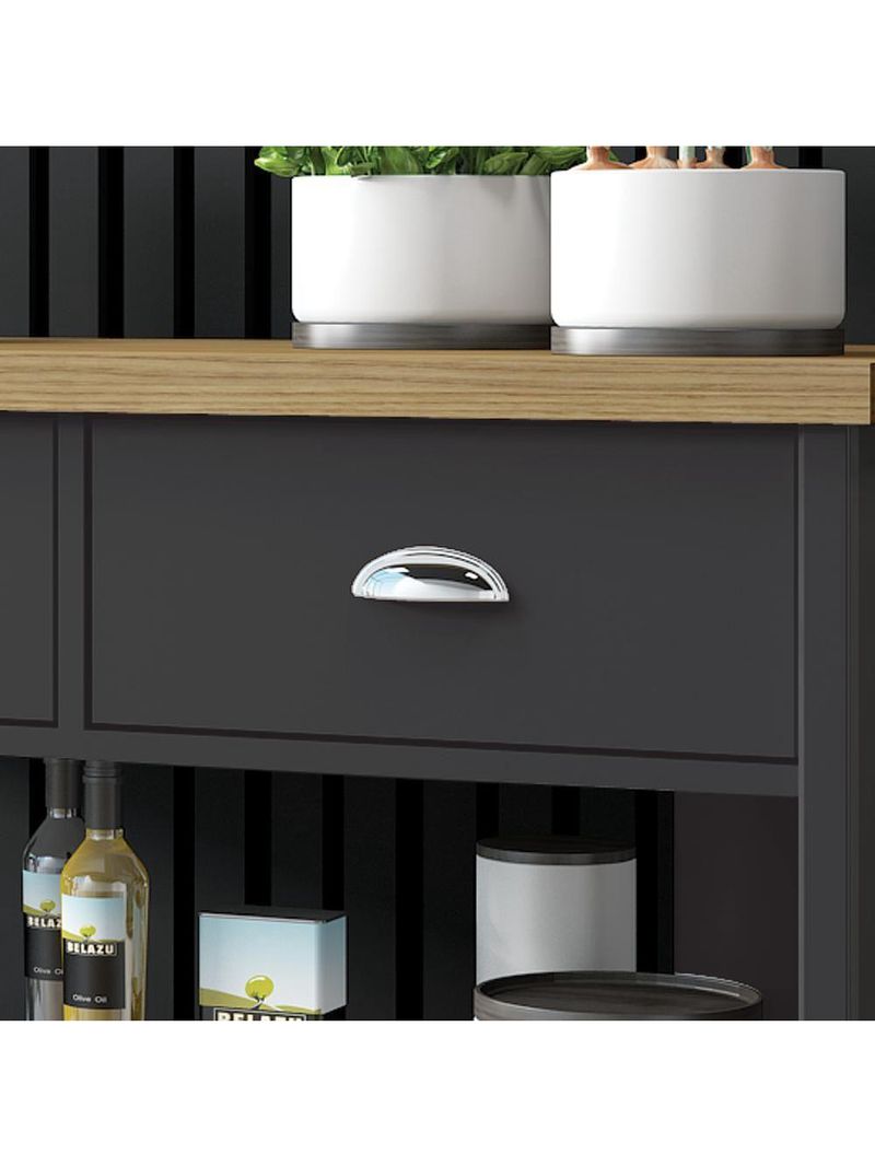 Aparador Carrinho Chá Ditália 2 Gavetas Preto Ba-135