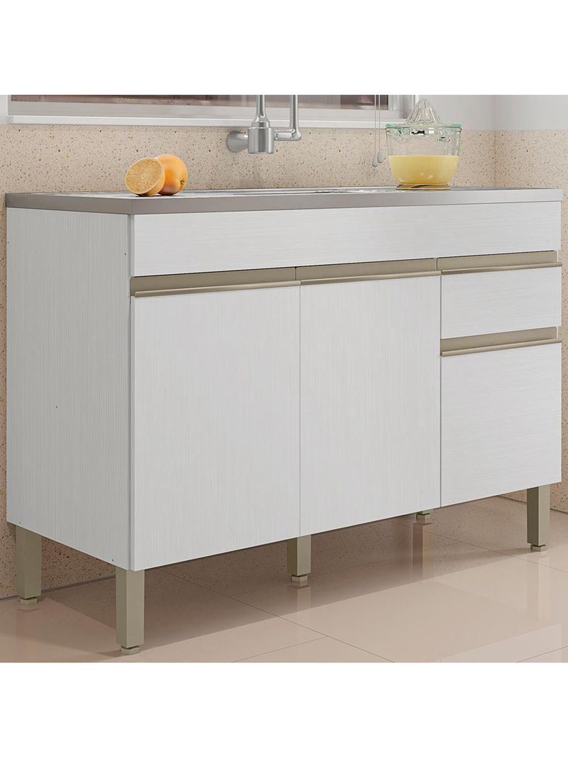 Balcao Para Pia 3 Portas 1 Gaveta 120 Cm Line Ktp Supremo