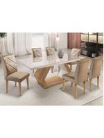 Mesa Alvorada 180 Tp Mdf Vidro Canto Reto 6 Cadeiras Rufato  E Imbuia E Off Serig Off
