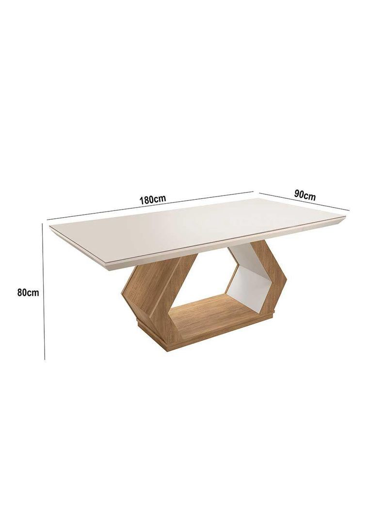 Mesa Alvorada 180 Tp Mdf Vidro Canto Reto 6 Cadeiras Rufato  E Imbuia E Off Serig Off