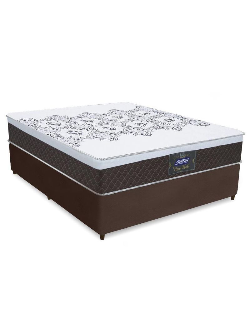 Cama Box Casal Molas Ensacadas Marrom 138X188X66Cm