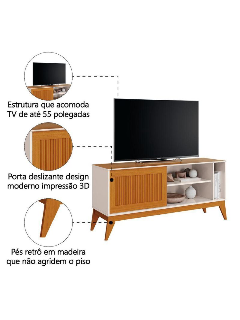 Rack Bancada Para Tv Até 55 Polegadas 1,36m Ripado Aruba
