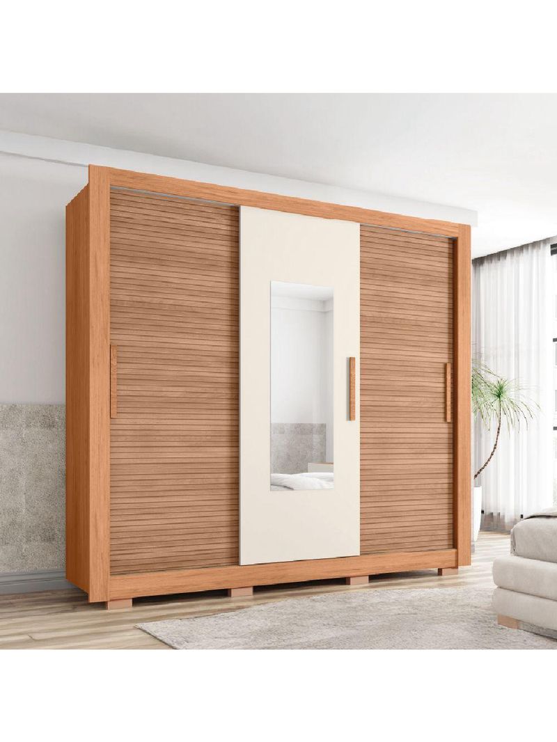 Guarda-Roupas Casal com Espelho 3 Portas e 2 Gavetas Paris Caemmun
