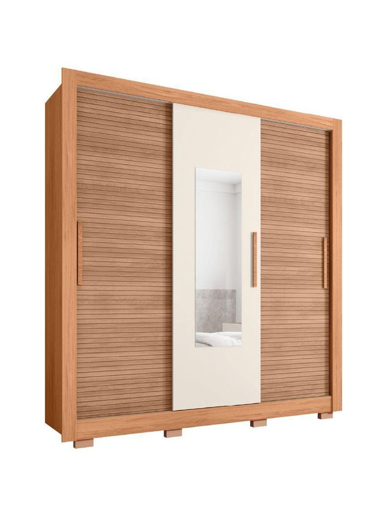 Guarda-Roupas Casal com Espelho 3 Portas e 2 Gavetas Paris Caemmun
