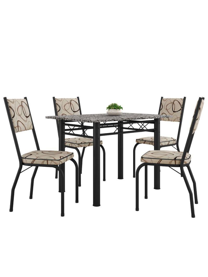 Conjunto Sala de Jantar Mesa Tampo Granito 4 Cadeiras Diana