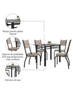 Conjunto Sala de Jantar Mesa Tampo Granito 4 Cadeiras Diana