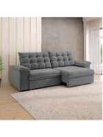 Sofá Retrátil E Reclinável Bipartido 2,30m 3 Lugares Palermo Slim Luizzi Chumbo