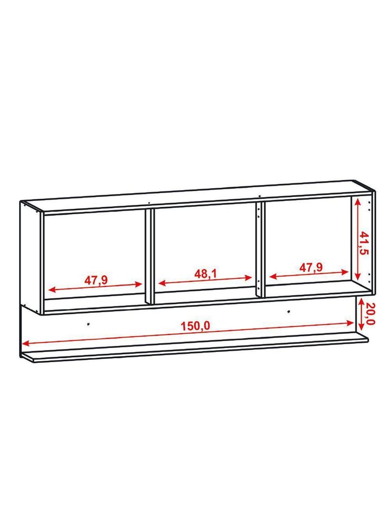 Armário Aéreo De Cozinha 3 Portas Com Nicho 1,50m Line