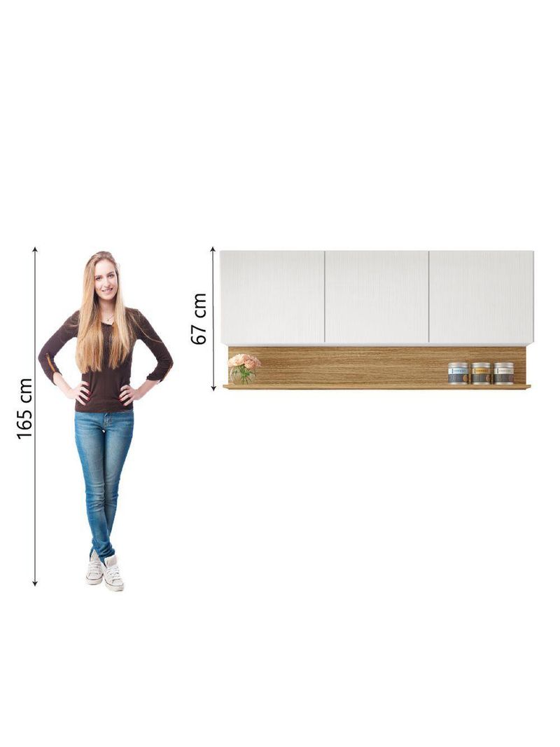 Armário Aéreo De Cozinha 3 Portas Com Nicho 1,50m Line