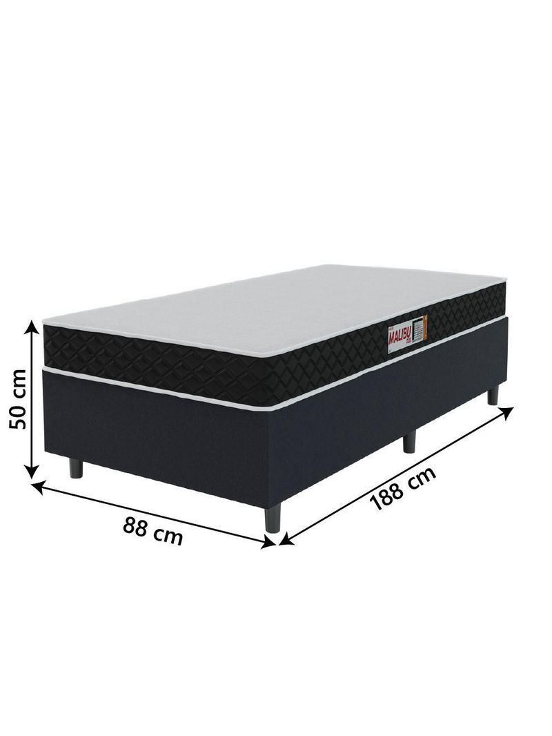 Cama Box Colchão Solteiro Espuma D20 Malibu 88x188x50cm Preto / Branco Hellen Preto