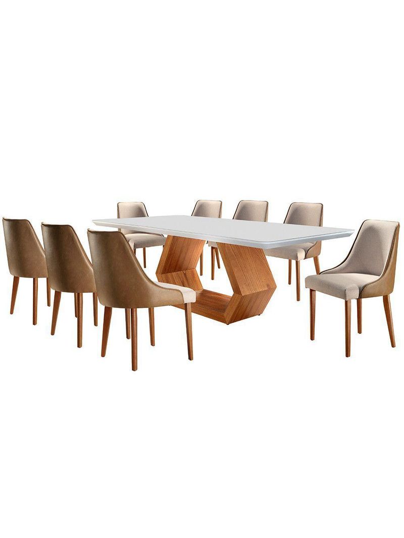 Sala De Jantar 8 Cadeiras Off White/imb/tuirm Caramelo