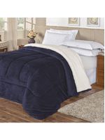 Coberdrom Pele De Carneiro Sherpa Everest Queen 01 Peça - Marinho