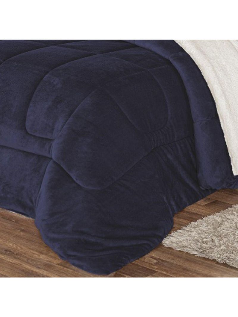 Coberdrom Pele De Carneiro Sherpa Everest Queen 01 Peça - Marinho