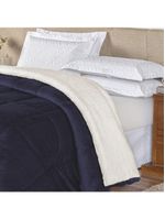 Coberdrom Pele De Carneiro Sherpa Everest Queen 01 Peça - Marinho