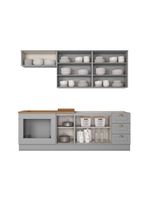 Cozinha Compacta 6 Peças com Módulo Forno de Embutir Amy Casa 812 Cinza