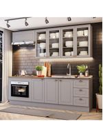 Cozinha Compacta 6 Peças com Módulo Forno de Embutir Amy Casa 812 Cinza