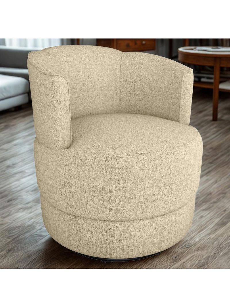 Poltrona Base Giratoria Marselha Linho Vancouver Milani Store Palha