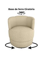 Poltrona Base Giratoria Marselha Linho Vancouver Milani Store Palha