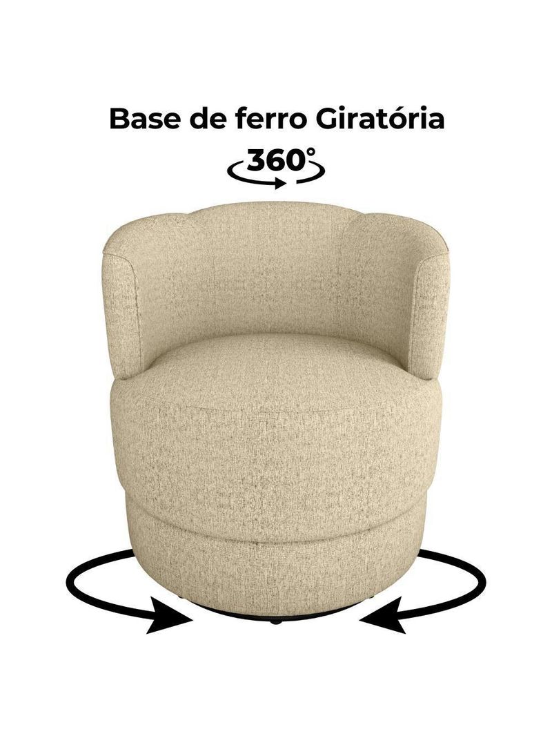 Poltrona Base Giratoria Marselha Linho Vancouver Milani Store Palha