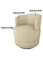 Poltrona Base Giratoria Marselha Linho Vancouver Milani Store Palha