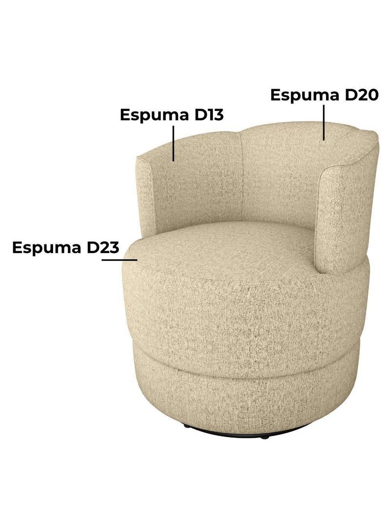 Poltrona Base Giratoria Marselha Linho Vancouver Milani Store Palha