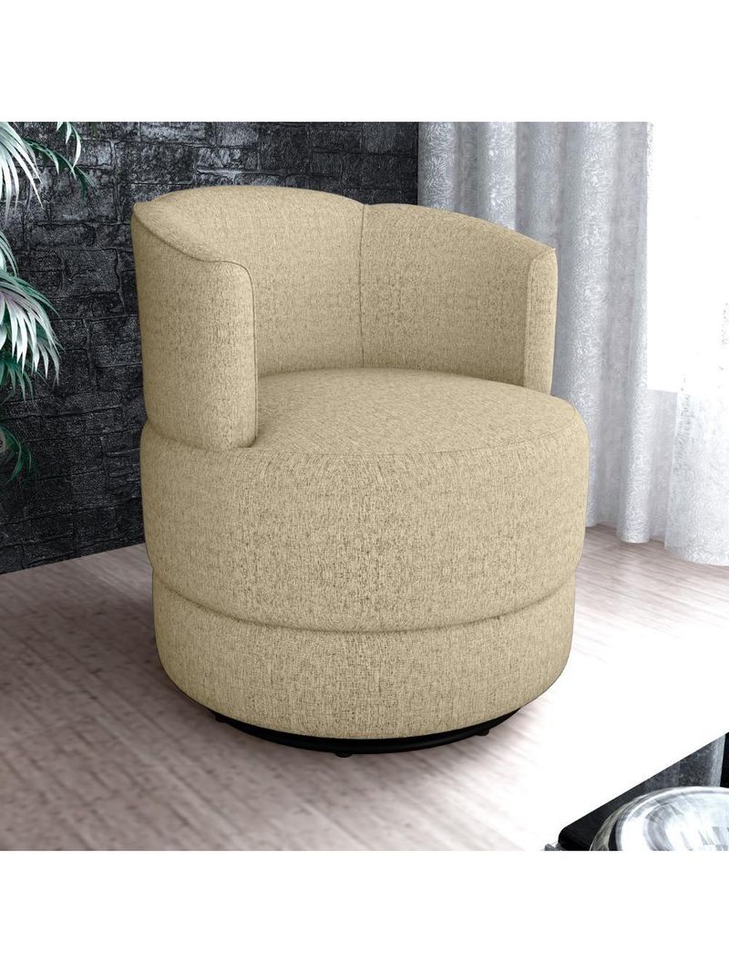 Poltrona Base Giratoria Marselha Linho Vancouver Milani Store Palha