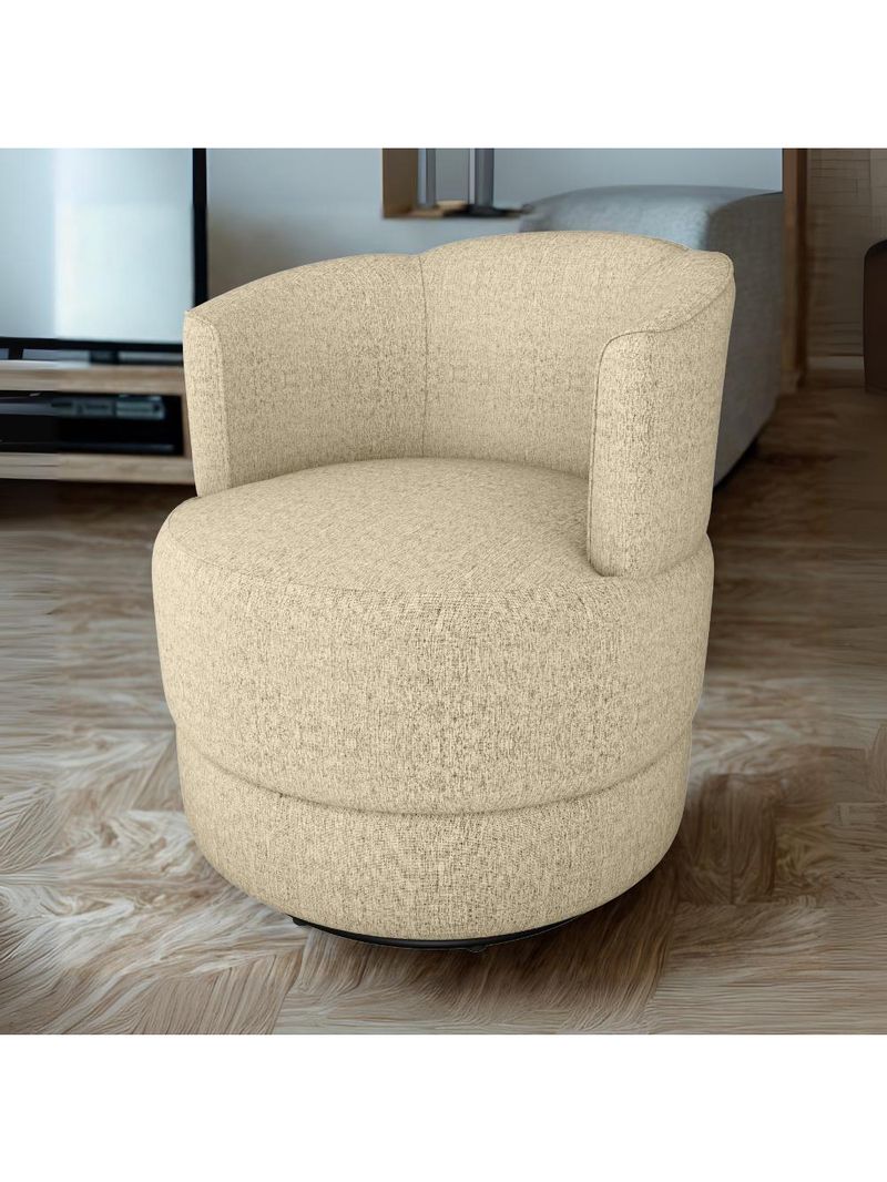 Poltrona Base Giratoria Marselha Linho Vancouver Milani Store Palha