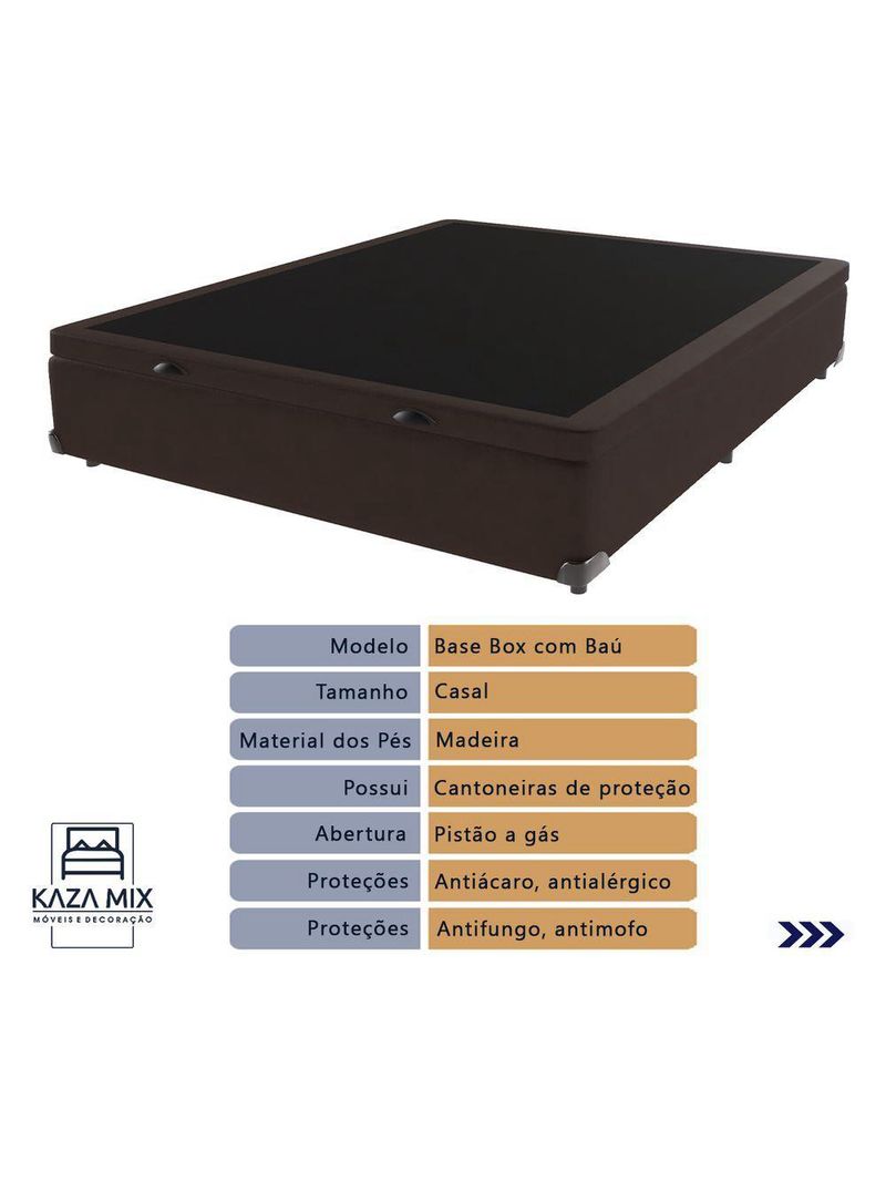 Conjunto Cama Marrom Casal Box Com Baú E Colchão Airtech D45
